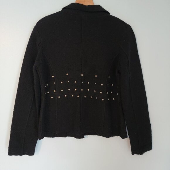 Clothes‎ by Revue 100% Wool Size S Black Studded Cardigan Sweater Jacket - Picture 4 of 8
